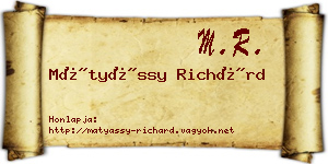 Mátyássy Richárd névjegykártya